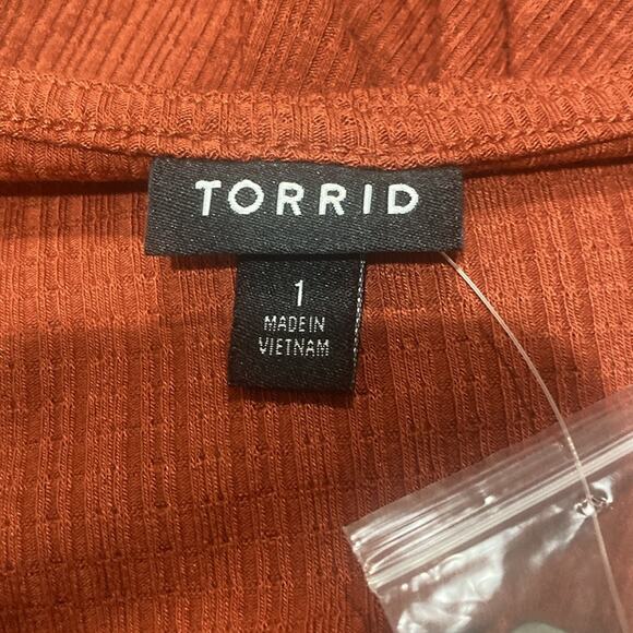 TORRID Textured Jersey V-Neck Embroidered Yoke Long Sleeve Top - Picture 8 of 10